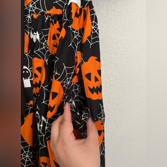 Unique Vintage Pumpkins & Spiderwebs Arden Babydoll Mini Dress Small NEW - Picture 4 of 8